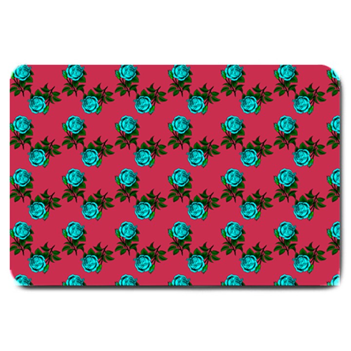 Blue Roses Pink Large Doormat 