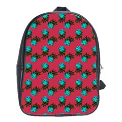 Blue Roses Pink School Bag (large)