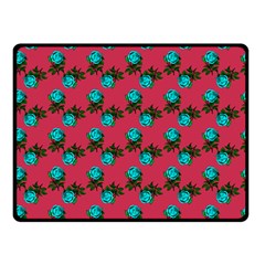 Blue Roses Pink Double Sided Fleece Blanket (small)  by snowwhitegirl