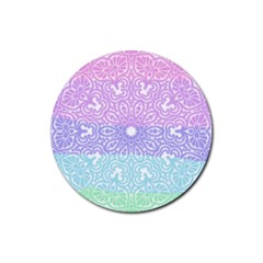 Vintage Pastel Mandala White Rubber Round Coaster (4 Pack) 