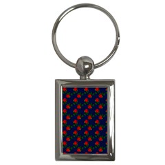 Red Roses Dark Blue Key Chain (rectangle) by snowwhitegirl