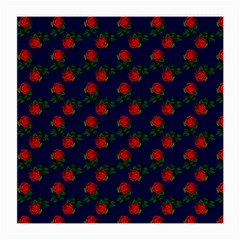 Red Roses Dark Blue Medium Glasses Cloth by snowwhitegirl