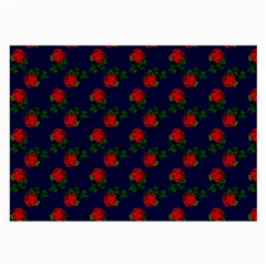 Red Roses Dark Blue Large Glasses Cloth (2 Sides) by snowwhitegirl