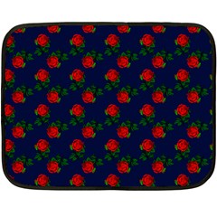 Red Roses Dark Blue Fleece Blanket (mini) by snowwhitegirl