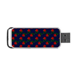 Red Roses Dark Blue Portable Usb Flash (two Sides) by snowwhitegirl