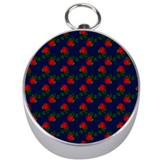 Red Roses Dark Blue Silver Compasses by snowwhitegirl