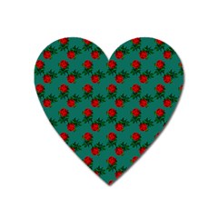 Red Roses Teal Green Heart Magnet by snowwhitegirl