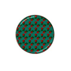 Red Roses Teal Green Hat Clip Ball Marker