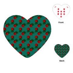 Red Roses Teal Green Playing Cards Single Design (heart) by snowwhitegirl