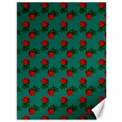 Red Roses Teal Green Canvas 36  X 48  by snowwhitegirl