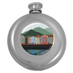 Traveling Travel Tourism Vacation Round Hip Flask (5 Oz)