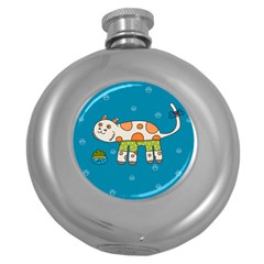 Paint Kitten Cats Cat Cute Paw Round Hip Flask (5 Oz)