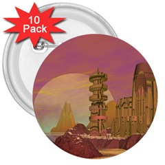 Planet Rocks City Base Fiction 3  Buttons (10 Pack)  by Simbadda