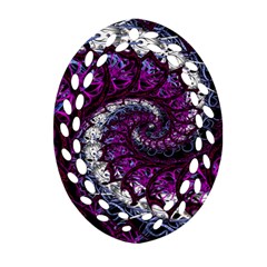 Fractal Background Swirl Art Skull Ornament (oval Filigree) by Simbadda