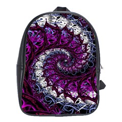 Fractal Background Swirl Art Skull School Bag (xl)