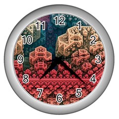 Fractals 3d Graphics Designs Wall Clock (silver)