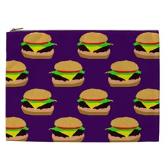 Burger Pattern Cosmetic Bag (xxl) by bloomingvinedesign