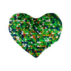 Funky Sequins Standard 16  Premium Flano Heart Shape Cushions