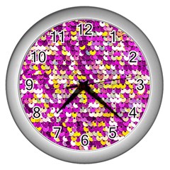 Funky Sequins Wall Clock (silver) by essentialimage