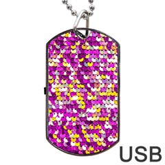 Funky Sequins Dog Tag Usb Flash (one Side) by essentialimage