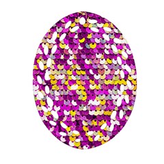 Funky Sequins Oval Filigree Ornament (two Sides) by essentialimage