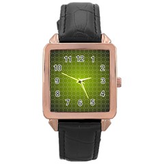 Hexagon Background Plaid Rose Gold Leather Watch 