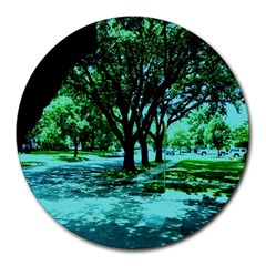 Hot Day In Dallas 5 Round Mousepads by bestdesignintheworld