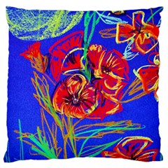 Poppies Large Flano Cushion Case (two Sides)