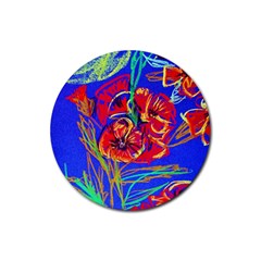 Poppies Rubber Round Coaster (4 Pack) 