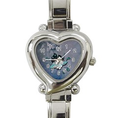 Sport, surfboard with flowers and fish Heart Italian Charm Watch