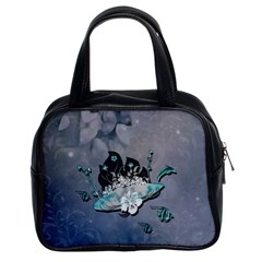 Sport, surfboard with flowers and fish Classic Handbag (Two Sides)