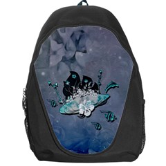 Sport, surfboard with flowers and fish Backpack Bag