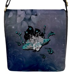 Sport, surfboard with flowers and fish Flap Closure Messenger Bag (S)