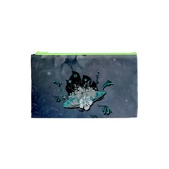 Sport, surfboard with flowers and fish Cosmetic Bag (XS)