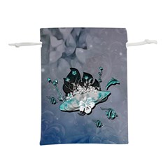 Sport, surfboard with flowers and fish Lightweight Drawstring Pouch (S)