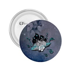 Sport, surfboard with flowers and fish 2.25  Buttons