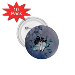 Sport, surfboard with flowers and fish 1.75  Buttons (10 pack)