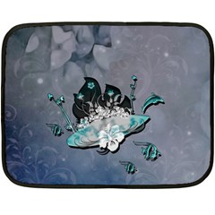 Sport, surfboard with flowers and fish Double Sided Fleece Blanket (Mini) 