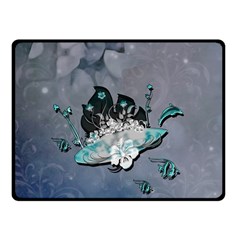 Sport, surfboard with flowers and fish Fleece Blanket (Small)