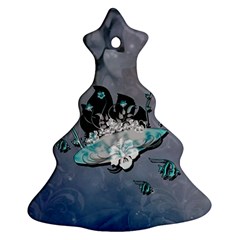 Sport, surfboard with flowers and fish Ornament (Christmas Tree) 