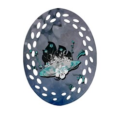 Sport, surfboard with flowers and fish Ornament (Oval Filigree)