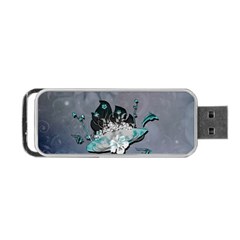 Sport, surfboard with flowers and fish Portable USB Flash (Two Sides)
