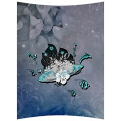 Sport, surfboard with flowers and fish Back Support Cushion