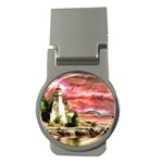 Lighthouse Ocean Sunset Seagulls Money Clips (Round)  Front