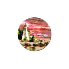 Lighthouse Ocean Sunset Seagulls Golf Ball Marker (4 Pack)