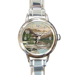 Glacier National Park Scenic View Round Italian Charm Watch