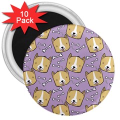 Corgi Pattern 3  Magnets (10 Pack) 