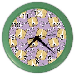 Corgi Pattern Color Wall Clock