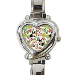 Corgis Pattern Heart Italian Charm Watch