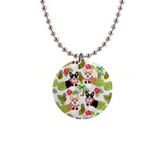 Corgis Pattern 1  Button Necklace